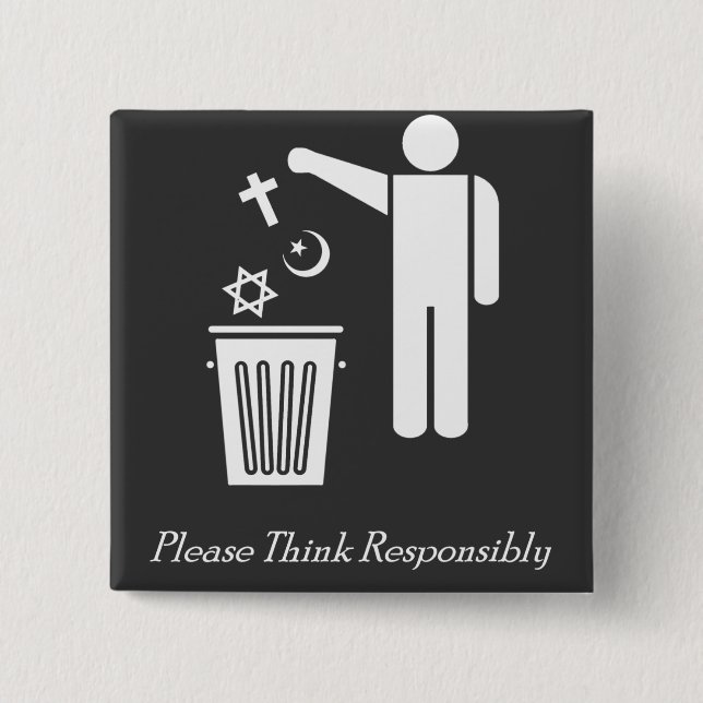Please Think Responsibly 15 Cm Square Badge (Front)