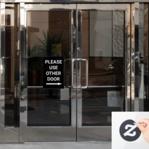Please Use Other Door Right Arrow Black Business Window Cling