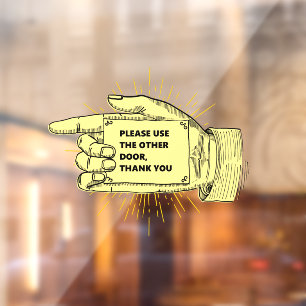 Please Use The Other Door Hand Pointing Left Window Cling