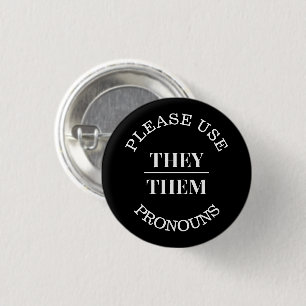 Please Use THEY/THEM Pronouns Black Simple 3 Cm Round Badge