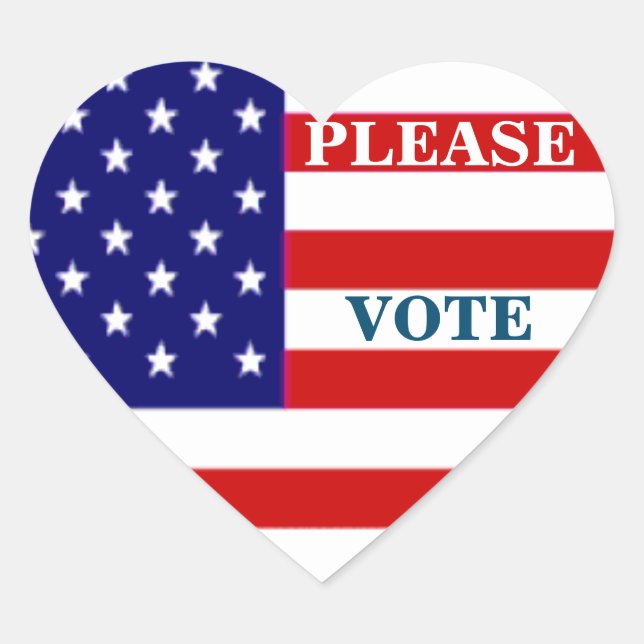 Please Vote American Flag Heart Beautiful Stickers (Front)