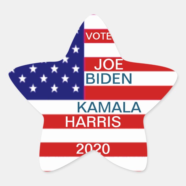 Please Vote Joe Biden, Kamala Harris American Flag Star Sticker (Front)