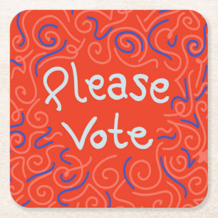 Please Vote Square Paper Coaster