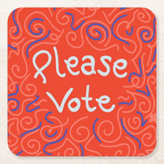Please Vote Square Paper Coaster (Front)