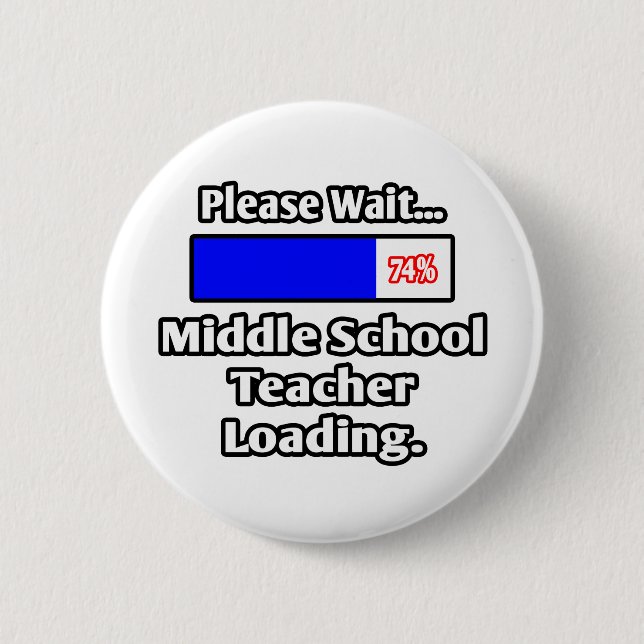 Please Wait..Middle School Teacher Loading 6 Cm Round Badge (Front)