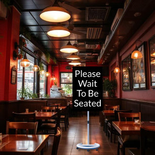 Please Wait To Be Seated Black Sign