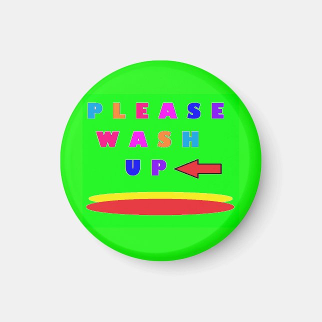 Please wash up design lime green with words magnet (Front)