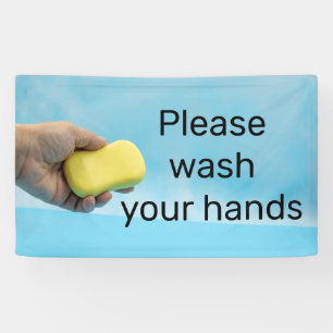Please wash your hand with soap banner