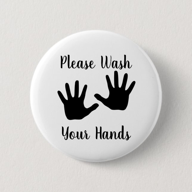 Please Wash Your Hands Pinback Button Pin (Front)