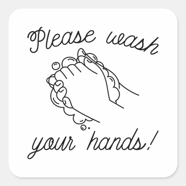 Please Wash Your Hands Square Sticker (Front)