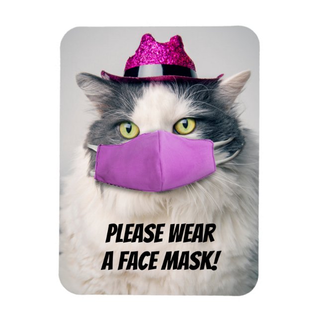 Please Wear a Face Mask Cute Cat Humour Magnet (Vertical)