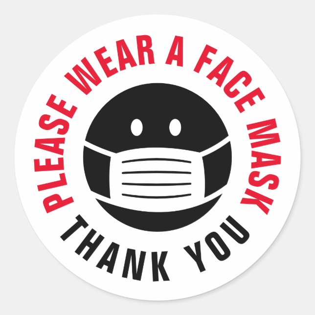 Please wear a face mask sign reminder stickers (Front)