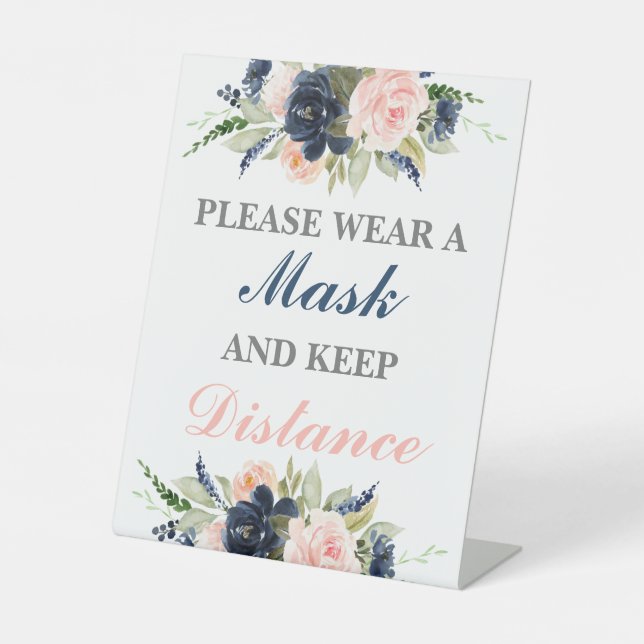 Please wear a mask gender reveal pedestal sign (Front)