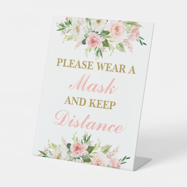 Please wear a mask pedestal sign (Front)