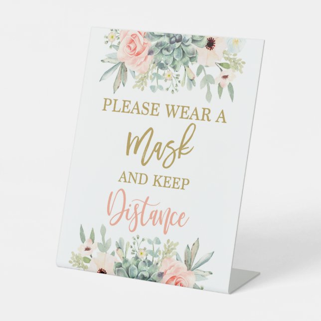 Please wear a mask pedestal sign (Front)