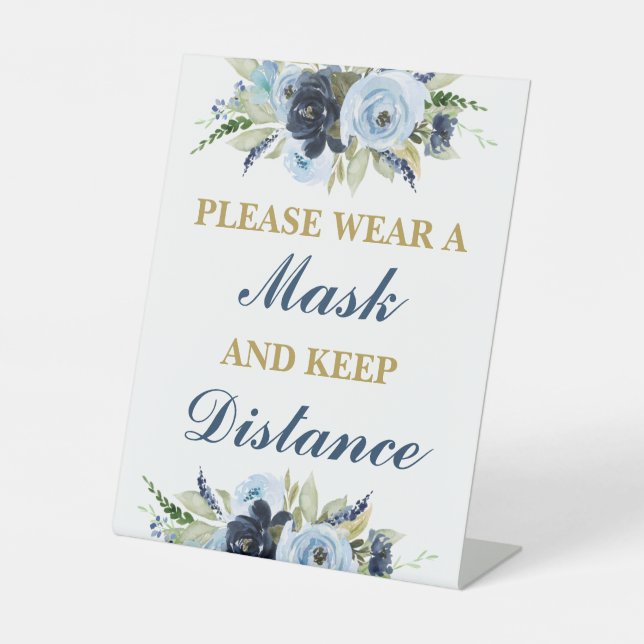 Please wear a mask pedestal sign (Front)