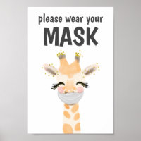 Please Wear A Mask Sign, Mask Required, Giraffe