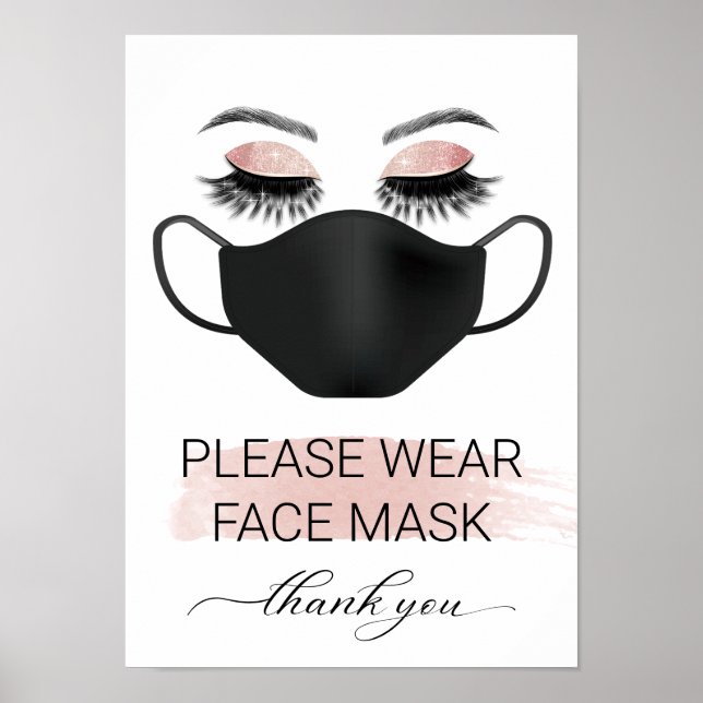 Please Wear Face Mask Beauty Salon Spa Safety Post Poster (Front)
