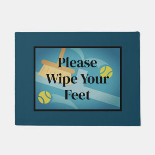 Please wipe your feet blue tennis court doormat