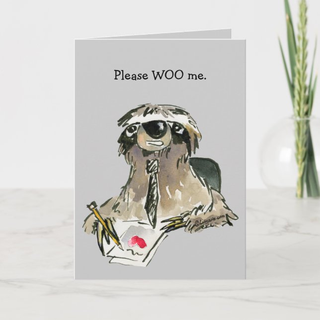 Please Woo Me Cartoon Sloth Card (Front)
