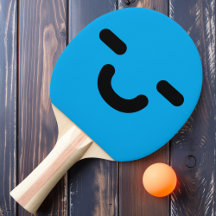 Pleased Smiley Face Blue Ping Pong Paddle