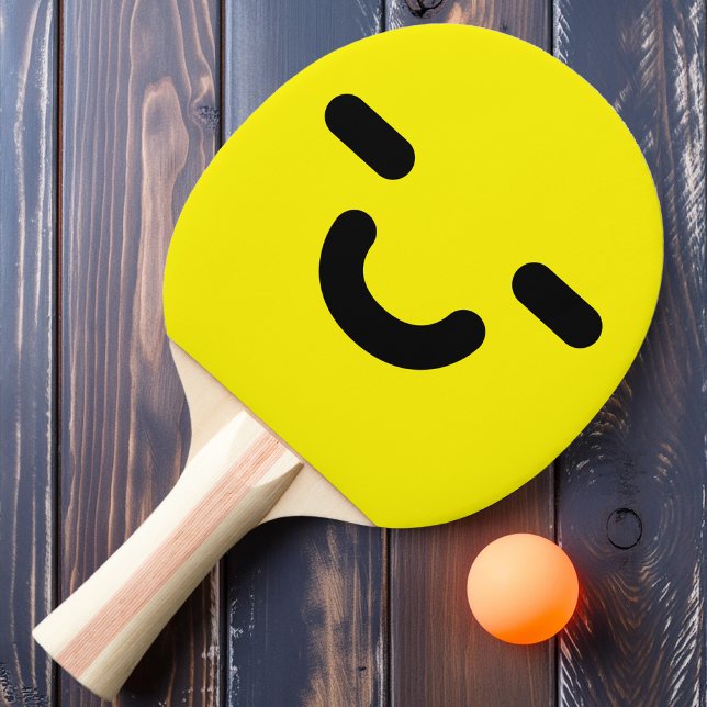 Pleased Smiley Face Yellow Ping Pong Paddle (Creator Uploaded)