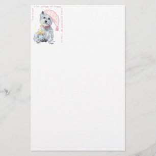 Pleasing Dreams Westie - in Pink Stationery