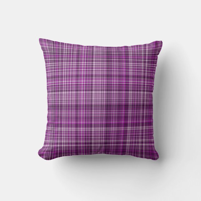 Pleasing Purples Plaid 01-Square Throw Pillow (Front)