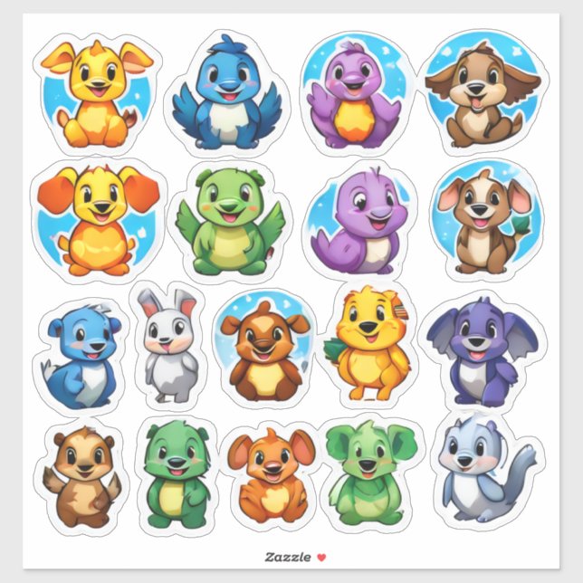 Pleasurable set of cartoon animal stickers (Sheet)