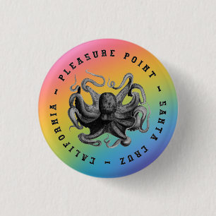 Pleasure Point, Santa Cruz Octopus   3 Cm Round Badge
