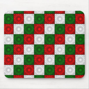 Pleated Corners-Red-White-Green-MOUSE PAD Mouse Mat