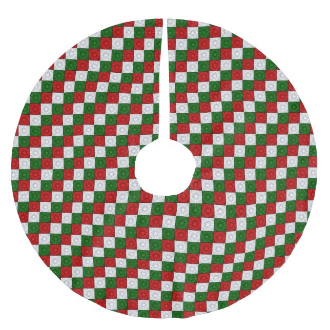 Pleated Corners-Red-White-Green-TREE SKIRT Brushed Polyester Tree Skirt (Front)