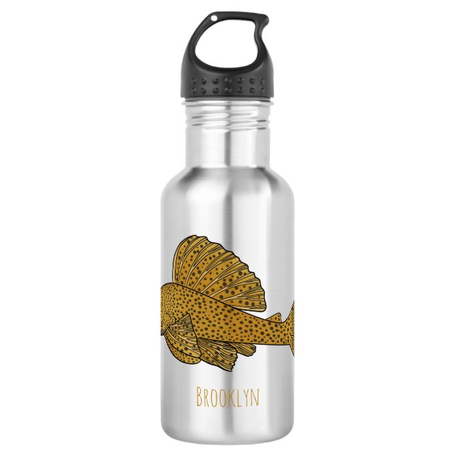 Pleco fish cartoon illustration  532 ml water bottle (Front)