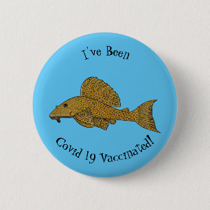 Pleco fish cartoon illustration 6 cm round badge
