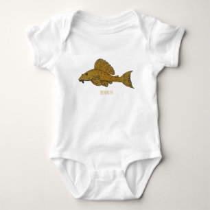 Pleco fish cartoon illustration baby bodysuit