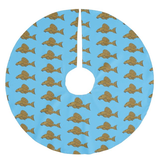 Pleco fish cartoon illustration  brushed polyester tree skirt (Front)