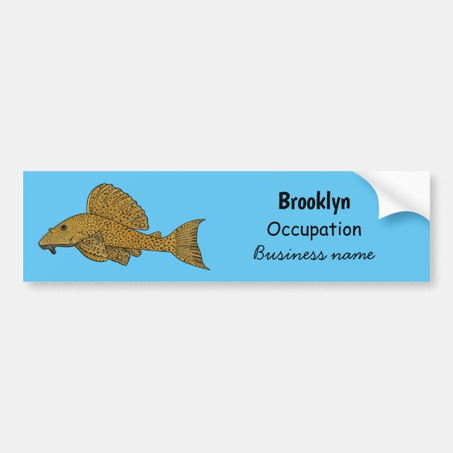 Pleco fish cartoon illustration  bumper sticker (Front)