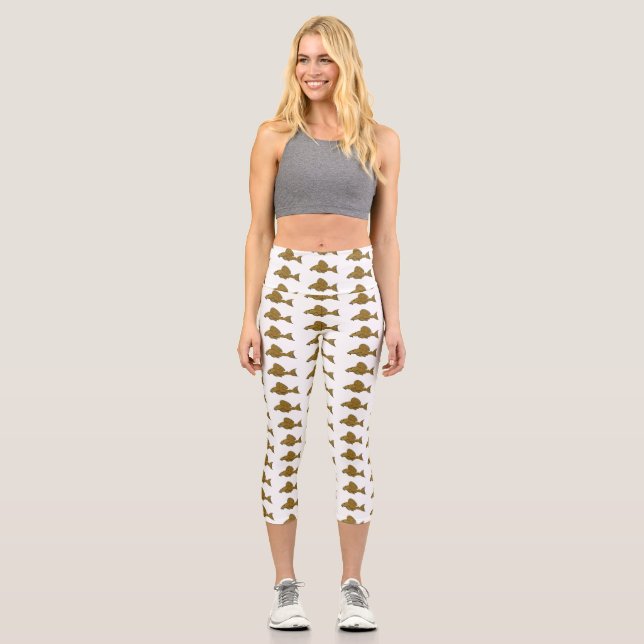 Pleco fish cartoon illustration capri leggings (Front)