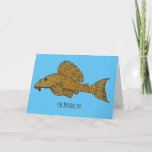 Pleco fish cartoon illustration  card