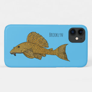 Pleco fish cartoon illustration iPhone 11 case