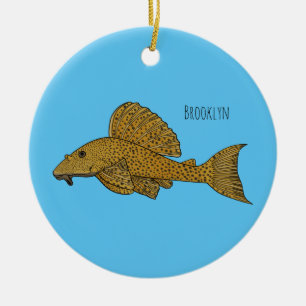 Pleco fish cartoon illustration ceramic tree decoration