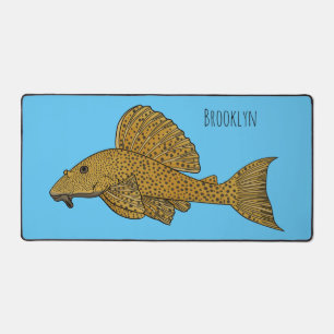 Pleco fish cartoon illustration desk mat