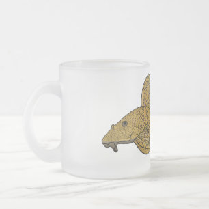 Pleco fish cartoon illustration   frosted glass coffee mug