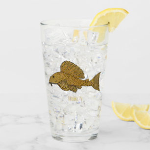 Pleco fish cartoon illustration glass