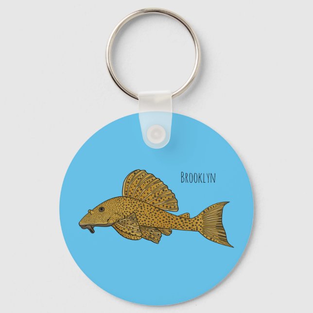 Pleco fish cartoon illustration  key ring (Front)