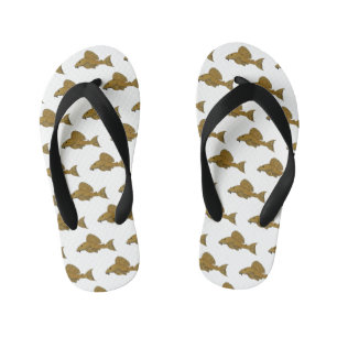 Pleco fish cartoon illustration kid's flip flops
