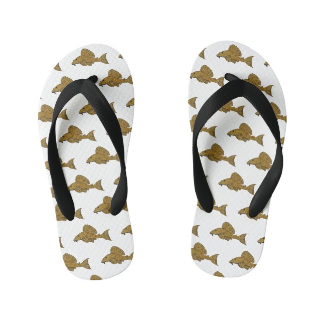 Pleco fish cartoon illustration kid's flip flops (Footbed)