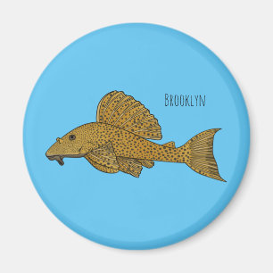 Pleco fish cartoon illustration  magnet