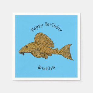 Pleco fish cartoon illustration napkin