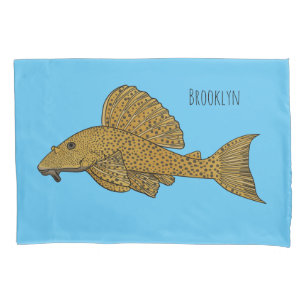 Pleco fish cartoon illustration  pillowcase